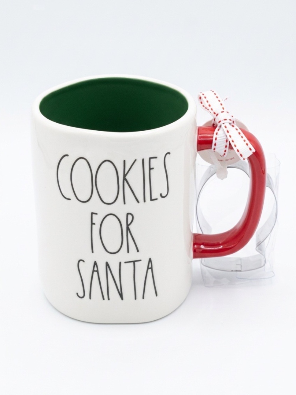 Rae Dunn "COOKIES FOR SANTA" Mug With Mitten Cookie Cutter - NEW